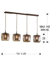 LUSTRA/PLAFONIERA FOX, 107 CM, CIOCOLATIU/TRANSPARENT, DIN METAL SI STICLA, STIL MODERN - Img 4