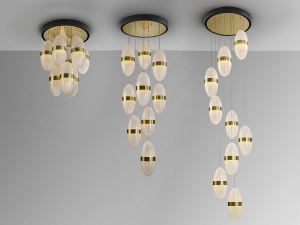LUSTRA/PLAFONIERA GARDEN, 50 CM, NEGRU/AURIU/TRANSPARENT, DIN METAL SI POLICARBONAT, STIL MODERN - Img 2