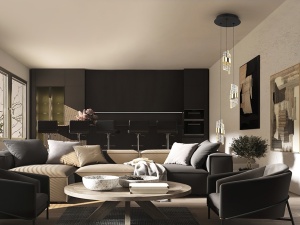 LUSTRA/PLAFONIERA ILIADA, 25 CM, NEGRU MAT/AURIU, DIN METAL SI ACRIL, STIL MODERN - Img 2