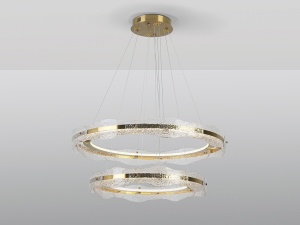 LUSTRA/PLAFONIERA LIRA, CU TELECOMANDA, 80 CM, AURIU PERIAT/TRANSPARENT, DIN METAL SI STICLA, STIL MODERN - Img 4