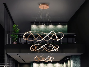 LUSTRA/PLAFONIERA MOLLY, CU TELECOMANDA, 130/340 CM, AURIU ROSE/OPAL, DIN ALUMINIU SI ACRIL, STIL MODERN