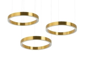 LUSTRA RING 40+40+40, GOLD, CONFECTIONA DIN OTEL SI ACRIL, STIL MODERN