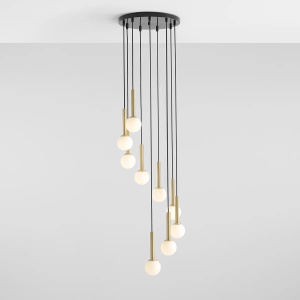 LUSTRA RIU RING, 9 BRATE, 200 CM, NEGRU/ALAMA, DIN STICLA SI METAL, STIL MODERN