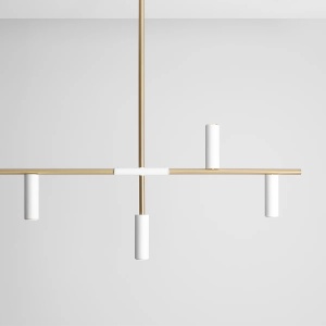 LUSTRA TREVO, 6 BRATE, 86 CM, ALAMA/ALB, DIN METAL, STIL MODERN - Img 4