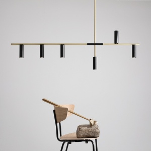 LUSTRA TREVO, 6 BRATE, 86 CM, ALAMA/NEGRU, DIN METAL, STIL MODERN