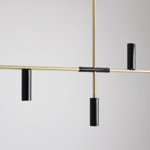 LUSTRA TREVO, 6 BRATE, 86 CM, ALAMA/NEGRU, DIN METAL, STIL MODERN - Img 3