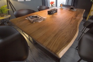 MASA DINING, DIN LEMN MASIV SI METAL, 160CM, MAMMUT, STIL VINTAGE, ARTIM GROUP COLLECTION