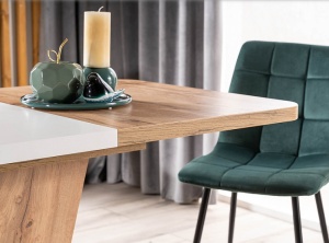 MASA DINING EXTENSIBILA CROCUS, 120/160 CM, STEJAR WOTAN/ALB MAT, DIN PAL LAMINAT, STIL MODERN - Img 3