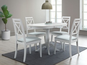 MASA DINING EXTENSIBILA DELLO, 100/129 CM, ALBA, BLAT DIN MDF SI PICIOARE DIN LEMN, STIL CLASIC - Img 1
