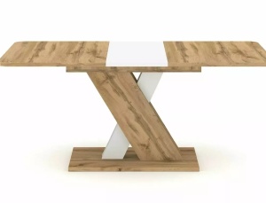 MASA DINING EXTENSIBILA EXEL, 140/180 CM, STEJAR WOTAN/ALB MAT, DIN PAL LAMINAT, STIL MODERN - Img 4