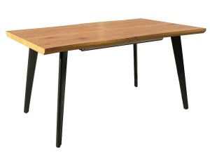 MASA DINING EXTENSIBILA FRESNO, 120/180 CM, STEJAR/NEGRU, BLAT DIN MDF, FURNIR SI PICIOARE DIN METAL, STIL MODERN - Img 3