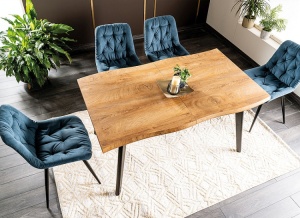 MASA DINING EXTENSIBILA FRESNO, 150/210 CM, STEJAR ARTISAN/NEGRU, BLAT DIN MDF, FURNIR SI PICIOARE DIN METAL, STIL MODERN - Img 2
