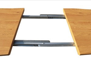 MASA DINING EXTENSIBILA FRESNO, 150/210 CM, STEJAR/NEGRU, BLAT DIN MDF, FURNIR SI PICIOARE DIN METAL, STIL MODERN - Img 3