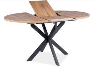 MASA DINING EXTENSIBILA GASTON, 100/135 CM, STEJAR ARTISAN/NEGRU, BLAT DIN MDF SI PICIOARE DIN METAL, STIL MODERN - Img 5