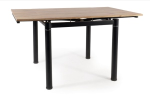 MASA DINING EXTENSIBILA GD-082, STEJAR/NEGRU MAT, 80(131)X80, DIN MDF, FURNIR SI METAL, STIL MODERN, SIGNAL - Img 5