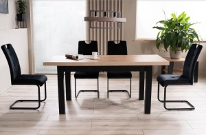 MASA DINING EXTENSIBILA PRESTO, 140/218 CM, STEJAR ARTISAN/NEGRU, DIN PAL LAMINAT, STIL MODERN - Img 2
