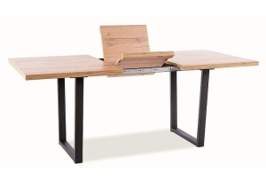 MASA DINING EXTENSIBILA VITO, 140/180 CM, STEJAR ARTISAN/NEGRU, BLAT DIN MDF, FURNIR SI PICIOARE DIN METAL, STIL MODERN - Img 7