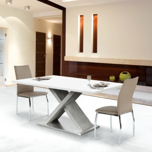 MASA DINING FARNEL, ALB EXTRA LUCIOS/GRI BETON, STIL MODERN, TK - Img 3
