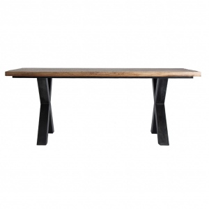 MASA DINING GAFNEY REF. 26754, DIN LEMN MASIV DE MANGO SI METAL, STIL INDUSTRIAL, VIC