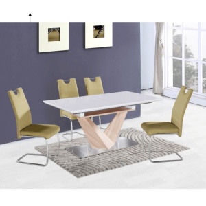 MASA DINING PLIABILA DURMAN, ALBA CU EXTRA LUCIU/STEJAR, STIL MODERN, TK - Img 2