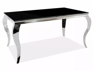 MASA DINING PRINCE, NEGRU/CROM, 180 CM, BLAT DIN STICLA SECURIZATA SI PICIOARE DIN METAL, STIL MODERN - Img 4