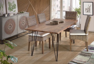 MASA DINING RIVA 180CM, MARO/NEGRU, LEMN MASIV DE ACACIA SI METAL, STIL INDUSTRIAL G&C - Img 5