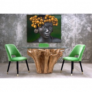 MASA DINING WARRI REF. 24843, DIN LEMN MASIV SI STICLA, STIL VINTAGE, VIC