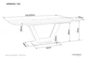 MASA EXTENSIBILA ARMANI, ALB MAT, 140/200 CM, DIN STICLA SECURIZATA, MDF SI METAL, STIL MODERN - Img 5