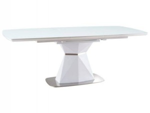 MASA EXTENSIBILA CORTEZ, 160/210 CM, ALB/CROM, DIN STICLA SECURIZATA, MDF SI METAL, STIL MODERN - Img 5