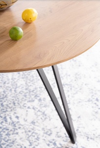 MASA LIVING/DINING TETIS, 100 CM, STEJAR/NEGRU MAT, BLAT DIN MDF, FURNIR NATURAL SI PICIOARE DIN METAL, STIL MODERN - Img 6