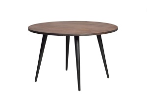 MASA ROTUNDA 120CM, MARO/NEGRU, LEMN MASIV DE MANGO SI METAL, GINER Y COLOMER