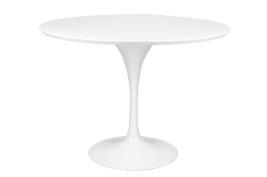 MASA TULIP PREMIUM 100 CM, ALBA, CONFECTIONATA DIN MDF LUCIOS SI METAL, STIL MODERN