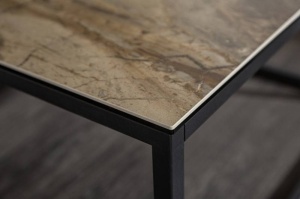 MASUTA DE CAFEA 100CM, SLIM LINE, SYMBIOSIS, DIN METAL SI STICLA, IMITA MARMURA CERAMICA - Img 4