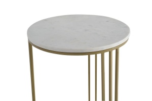 MASUTA DE CAFEA 51CM, BRONZ/ALB, DIN METAL SI MARMURA, STIL MODERN - Img 2