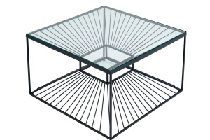 MASUTA DE CAFEA 60CM, ILLUSION, STICLA SECURIZATA SI METAL, DESIGN MODERN - Img 2