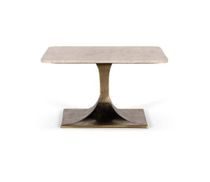 MASUTA DE CAFEA 70CM, BRONZ/NATUR, BLAT DIN MARMURA SI SUPORT DIN METAL, DESIGN EXTRAVAGANT