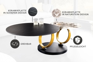 MASUTA DE CAFEA, DANCING RINGS, DIN METAL SI CERAMICA, NEGRU AURIU/GRI - Img 2