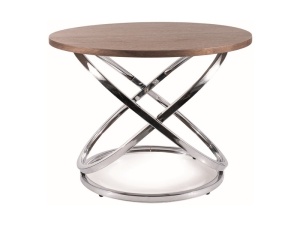 MASUTA DE CAFEA EOS D, 60 CM, NUC/CROM, BLAT DIN MDF, FURNIR NATURAL SI CADRU DIN METAL, STIL MODERN - Img 1