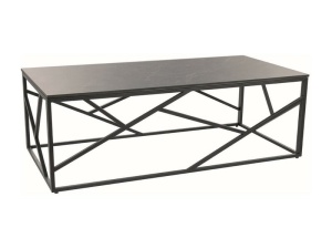 MASUTA DE CAFEA ESCADA A III, 120 CM, EFECT DE MARMURA GRI/NEGRU, BLAT DIN CERAMICA SI CADRU DIN METAL, STIL MODERN - Img 1