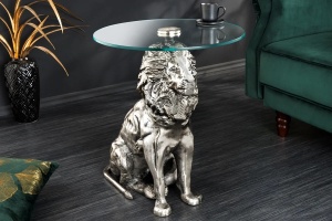 MASUTA DE CAFEA, LION, 60CM, BLAT DIN STICLA SI METAL, CROM, ARTIM GROUP SELECTION - Img 3