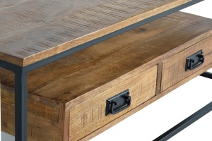 MASUTA DE CAFEA MOON 120CM, MARO/NEGRU, DIN LEMN DE MANGO SI METAL, STIL MODERN - Img 5