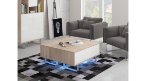 MASUTA DE CAFEA STEJAR/ALB CU LED SI TELECOMANDA KING - DESIGN MODERN