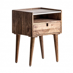 NOPTIERA EBENSEE , 26763, CULOARE NATURAL/ALBA , STIL NORDIC, VINTAGE, VIC, DIN LEMN MASIV DE MANGO SI FIER - Img 2
