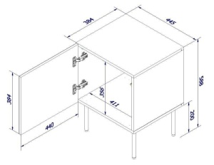 NOPTIERA, PALAZZO-NIGHTCABINET-CZ/DC, PLACA LAMINATA, MDF SI METAL, STIL MODERN, CAMA - Img 2