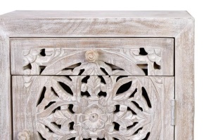 NOPTIERA SCULPTATA, TALLA 6897, DIN LEMN MASIV DE MANGO SI METAL, STIL VINTAGE - Img 4