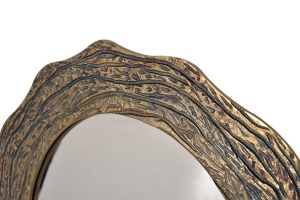 OGLINDA ROTUNDA 16979, AURIU, DIN METAL SI STICLA, STIL VINTAGE G&C - Img 2