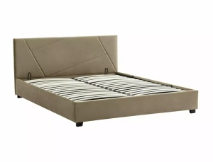 PAT DORMITOR COLUMBIA, CU SPATIU DE DEPOZITARE, 140 CM, BEJ BLUVEL 28, TAPITERIE DIN CATIFEA, STIL MODERN - Img 6