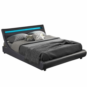 PAT MATRIMONIAL CU ILUMINARE LED FELINA, NEGRU, STIL MODERN, TK - Img 4