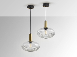 PENDUL NORMA, 30 CM, NEGRU MAT/TRANSPARENT, DIN METAL SI STICLA, STIL MODERN - Img 4
