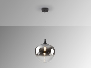 PENDUL OPAZ, 29 CM, NEGRU MAT/FUMURIU, DIN METAL SI STICLA, STIL MODERN